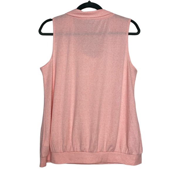 DKNY Pink Sleeveless sleeveless V-neck Sweater with Neck Bow Size Large - Picture 2 of 4